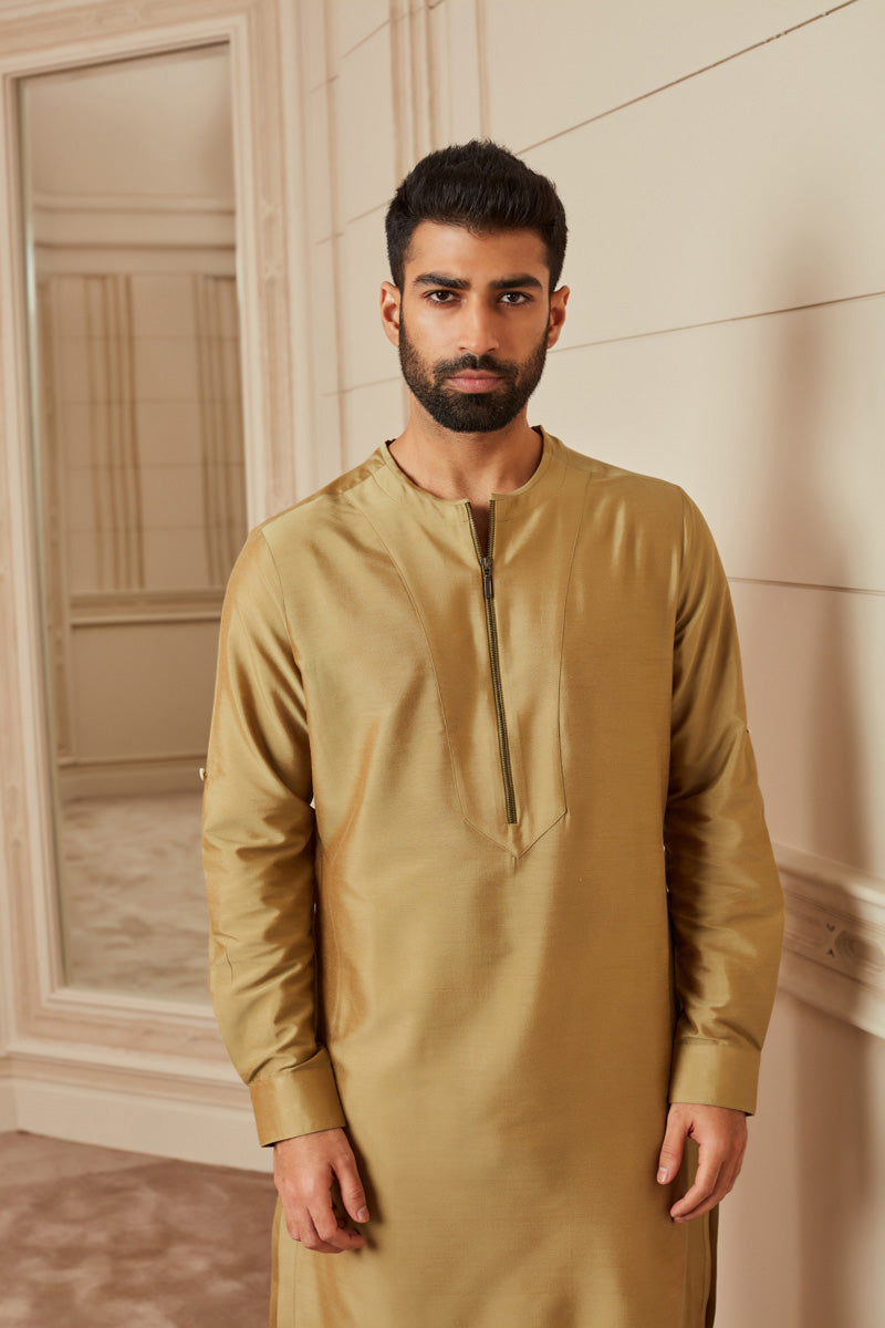 Green Round Neck Single Kurta