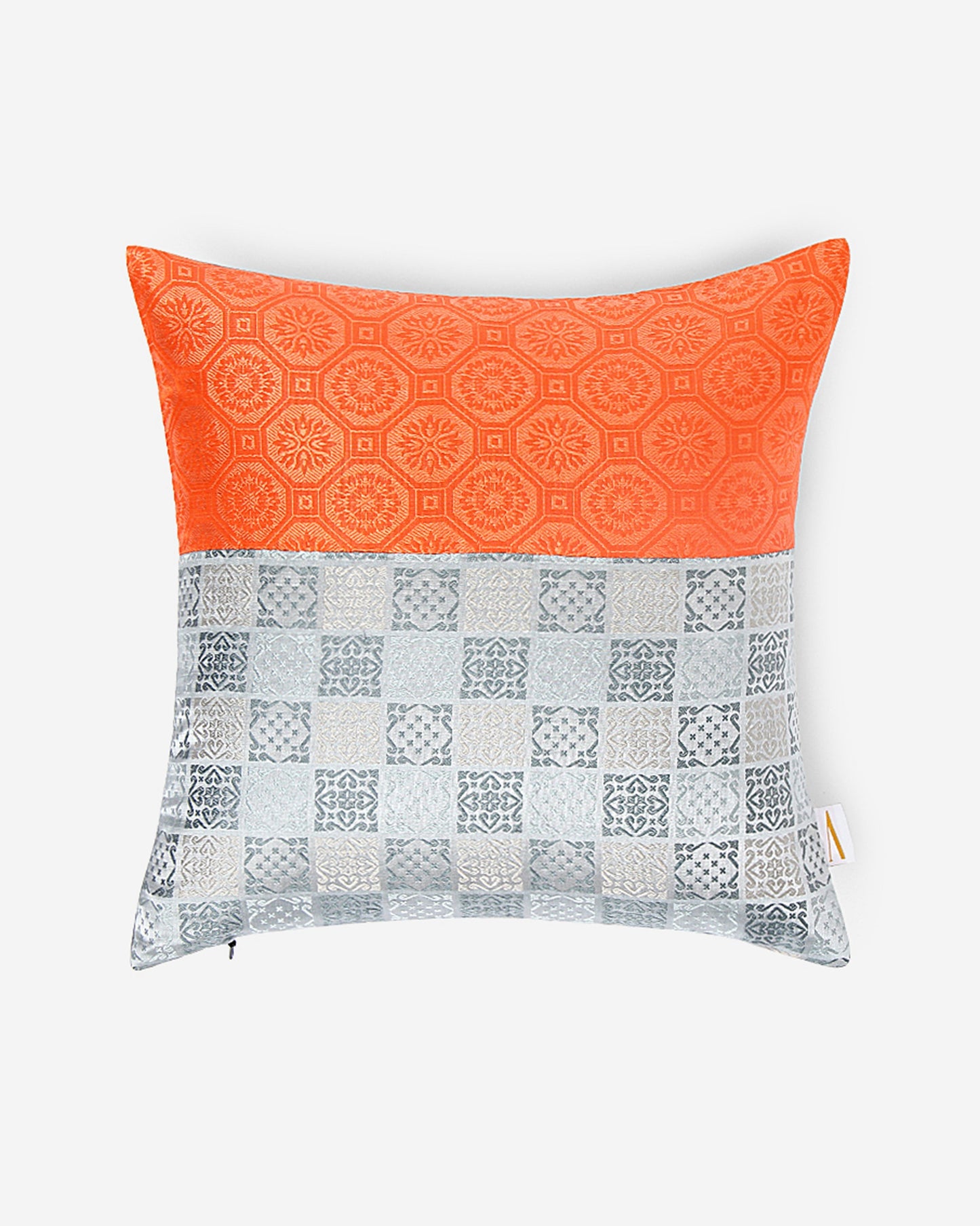 Shatranj Satin Brocade Silk Cushion Cover