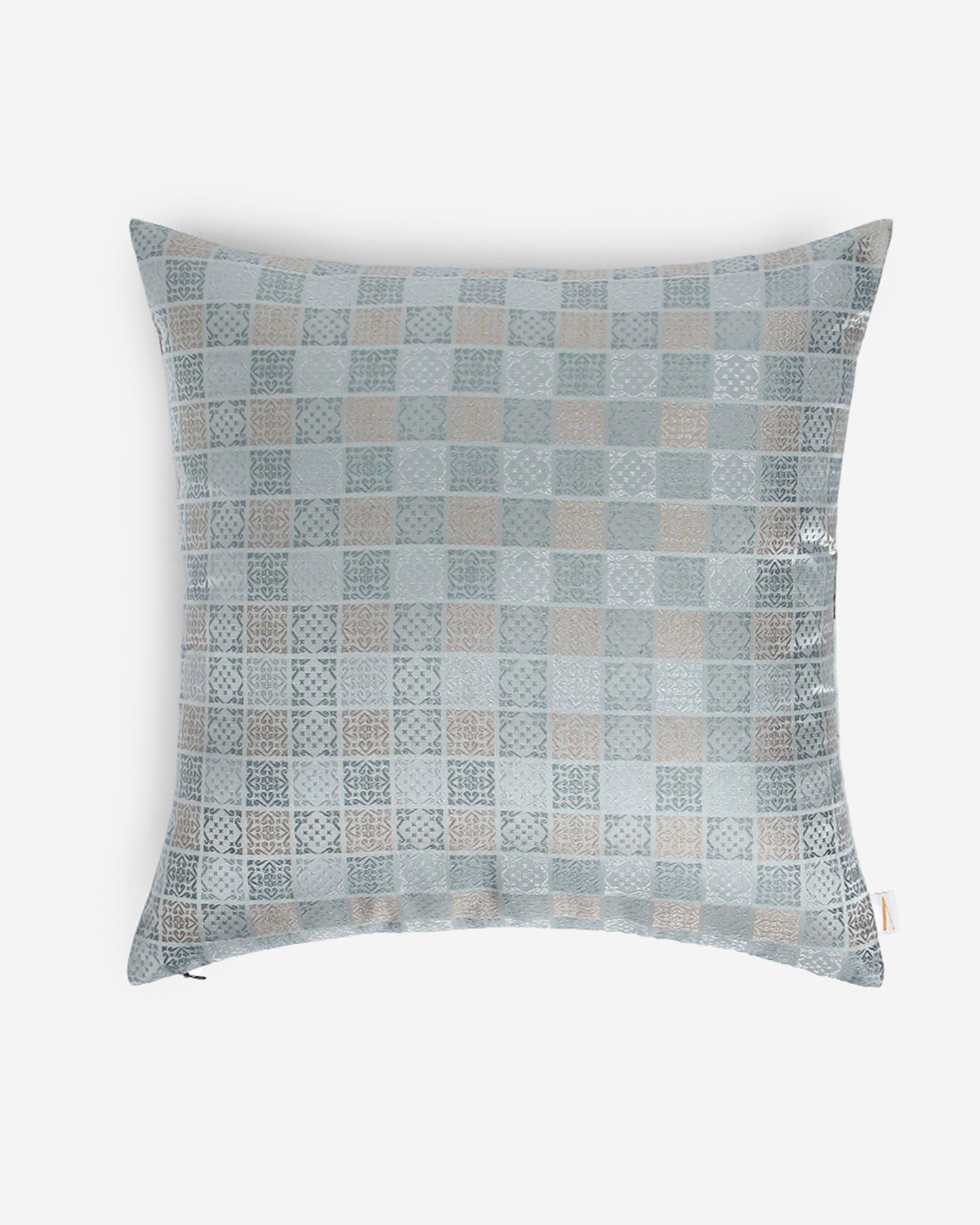 Shatranj Satin Brocade Silk Cushion Cover