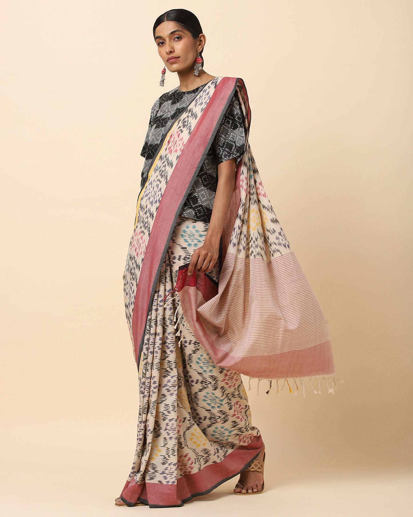 Aashi Warp Ikat Cotton Saree