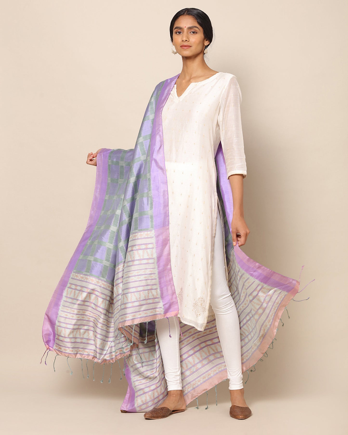 Tilla Weft Ikat Silk Dupatta