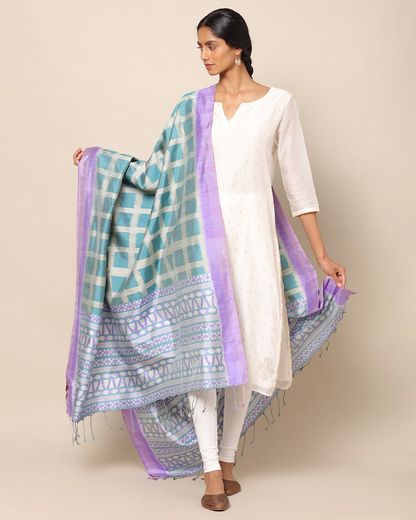 Tilla Weft Ikat Silk Dupatta