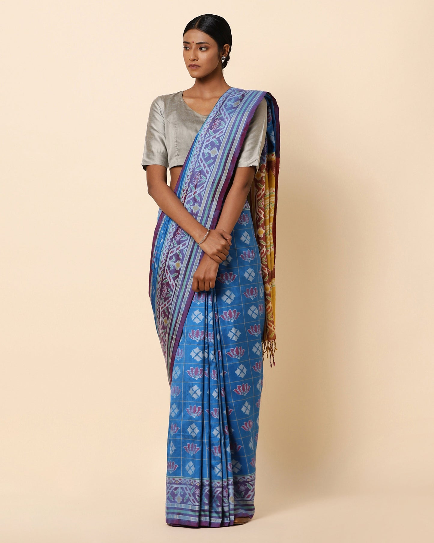 Shubhra Warp Ikat Silk Saree