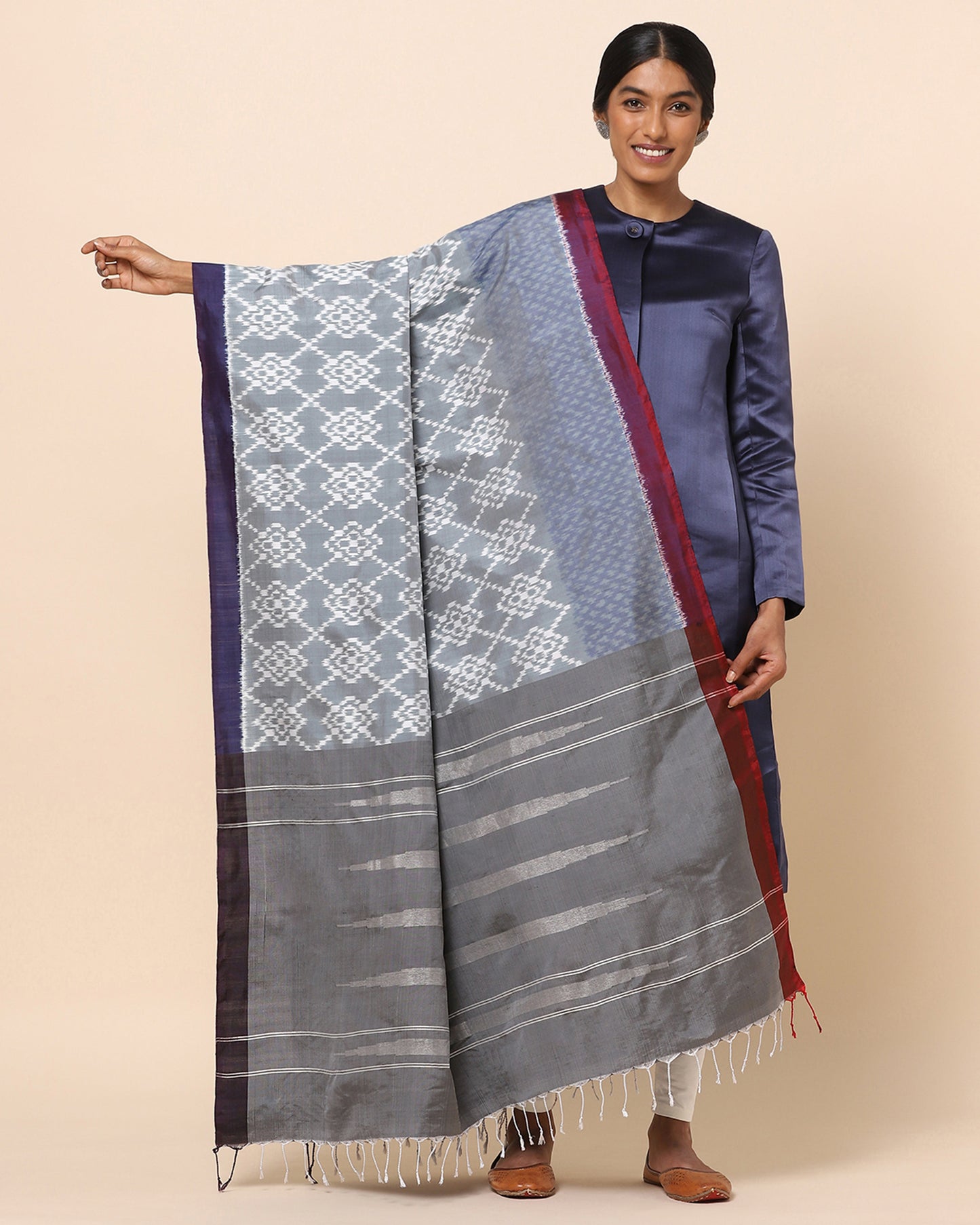 Aayu Weft Ikat Silk Dupatta