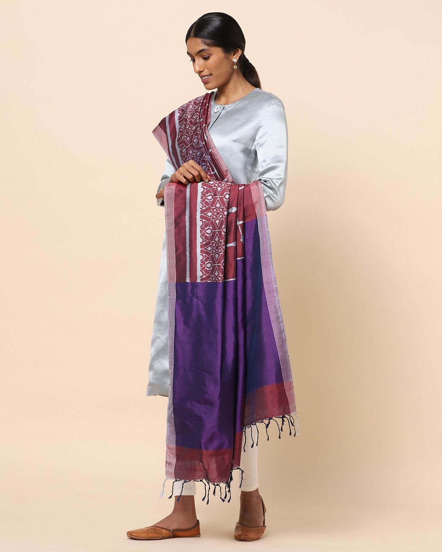 Prativa Weft Ikat Silk Dupatta