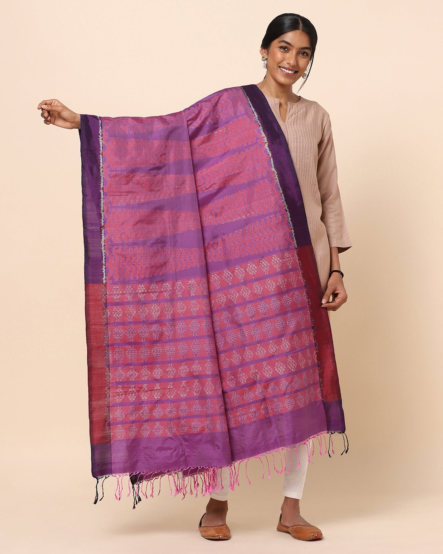 Vriksh Weft Ikat Silk Dupatta