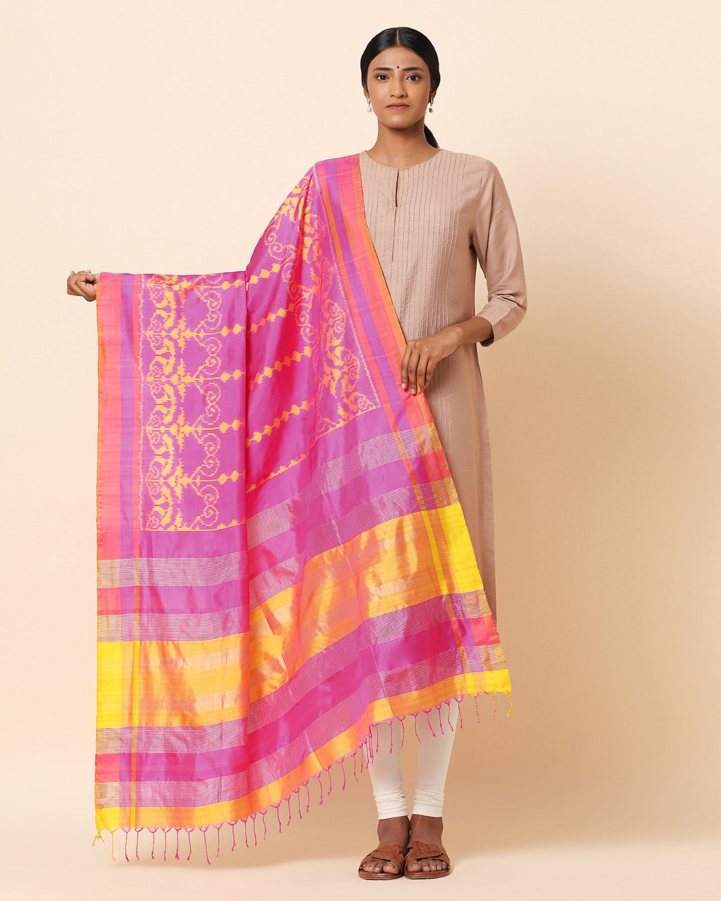 Sona Weft Ikat Silk Dupatta