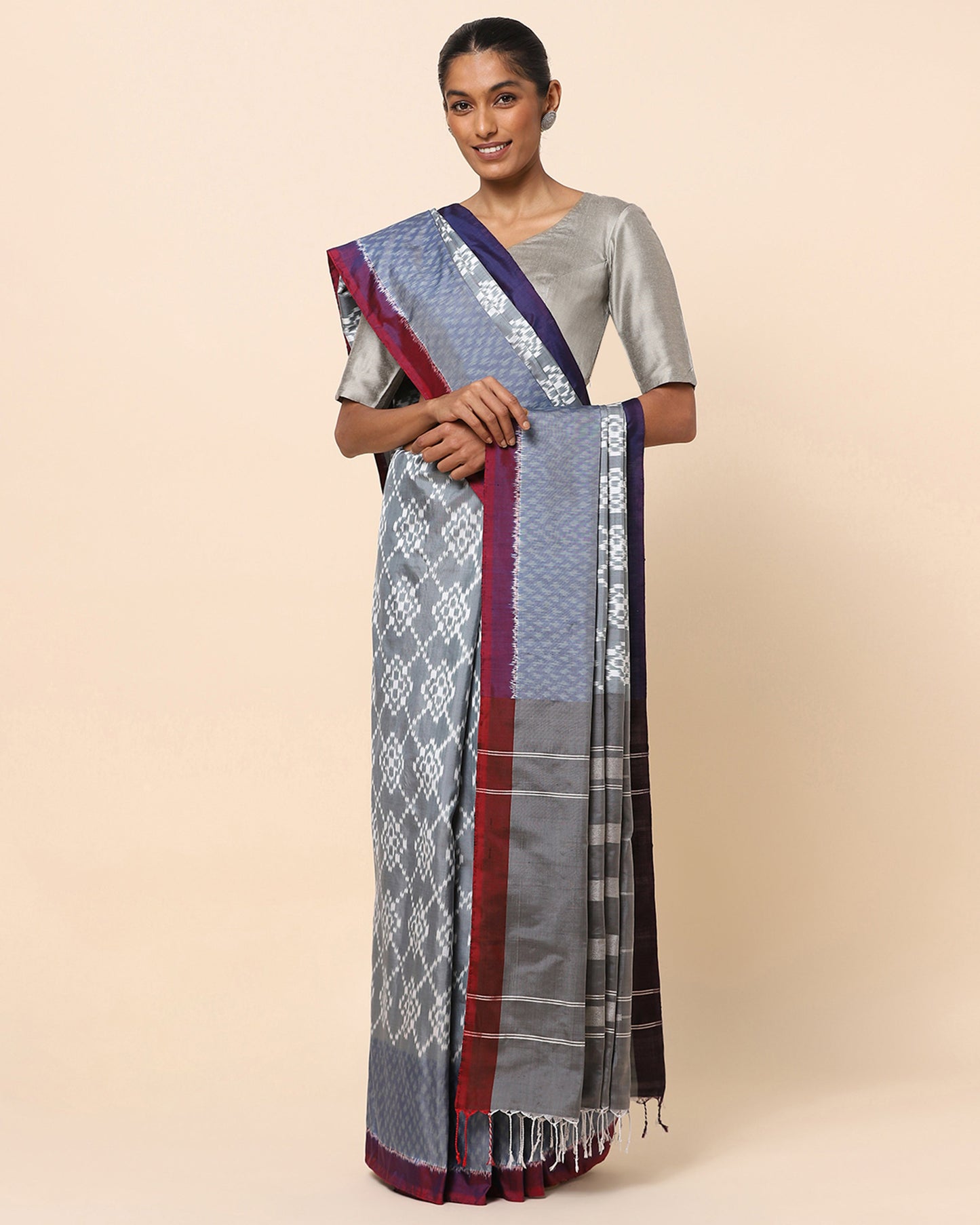 Aayu Weft Ikat Silk Saree