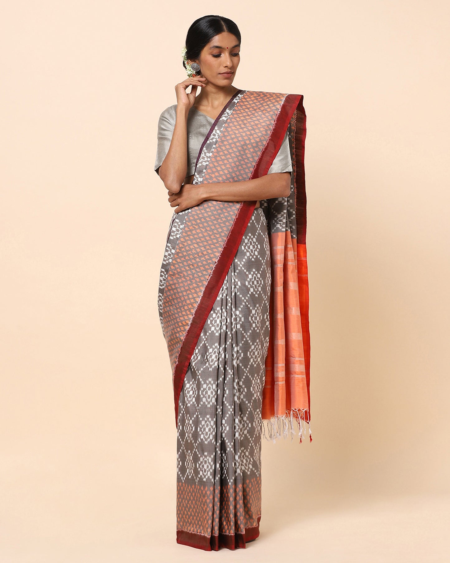 Aayu Weft Ikat Silk Saree
