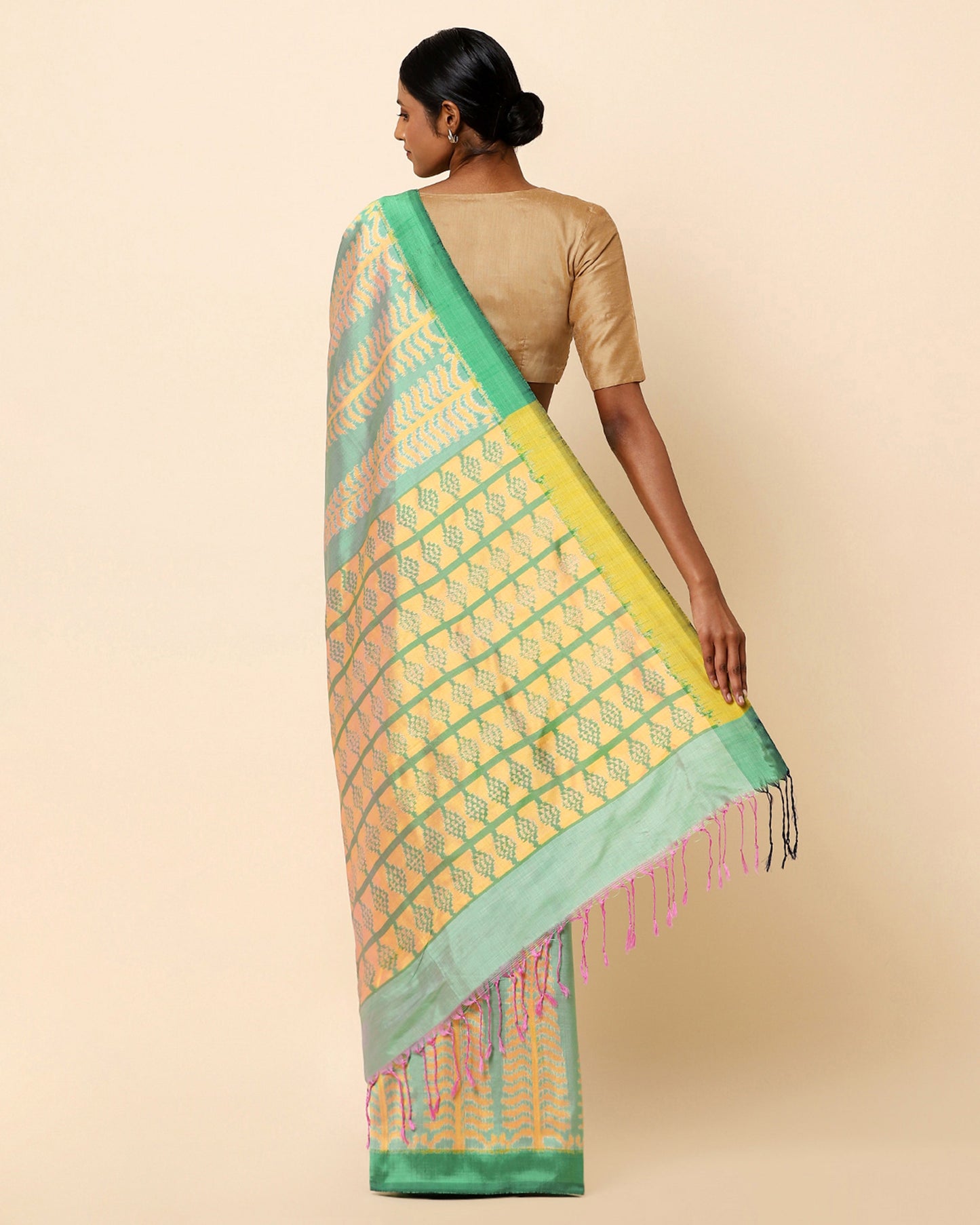 Vriksh Weft Ikat Silk Saree