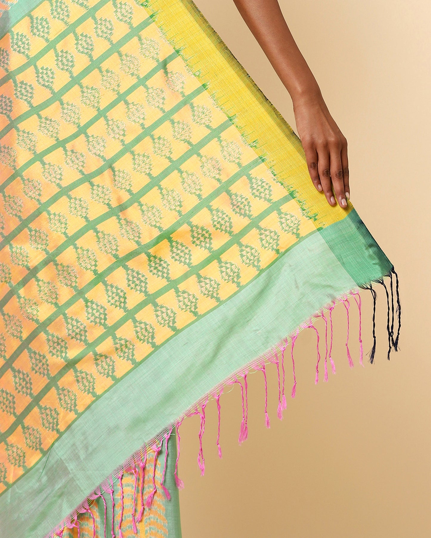 Vriksh Weft Ikat Silk Saree