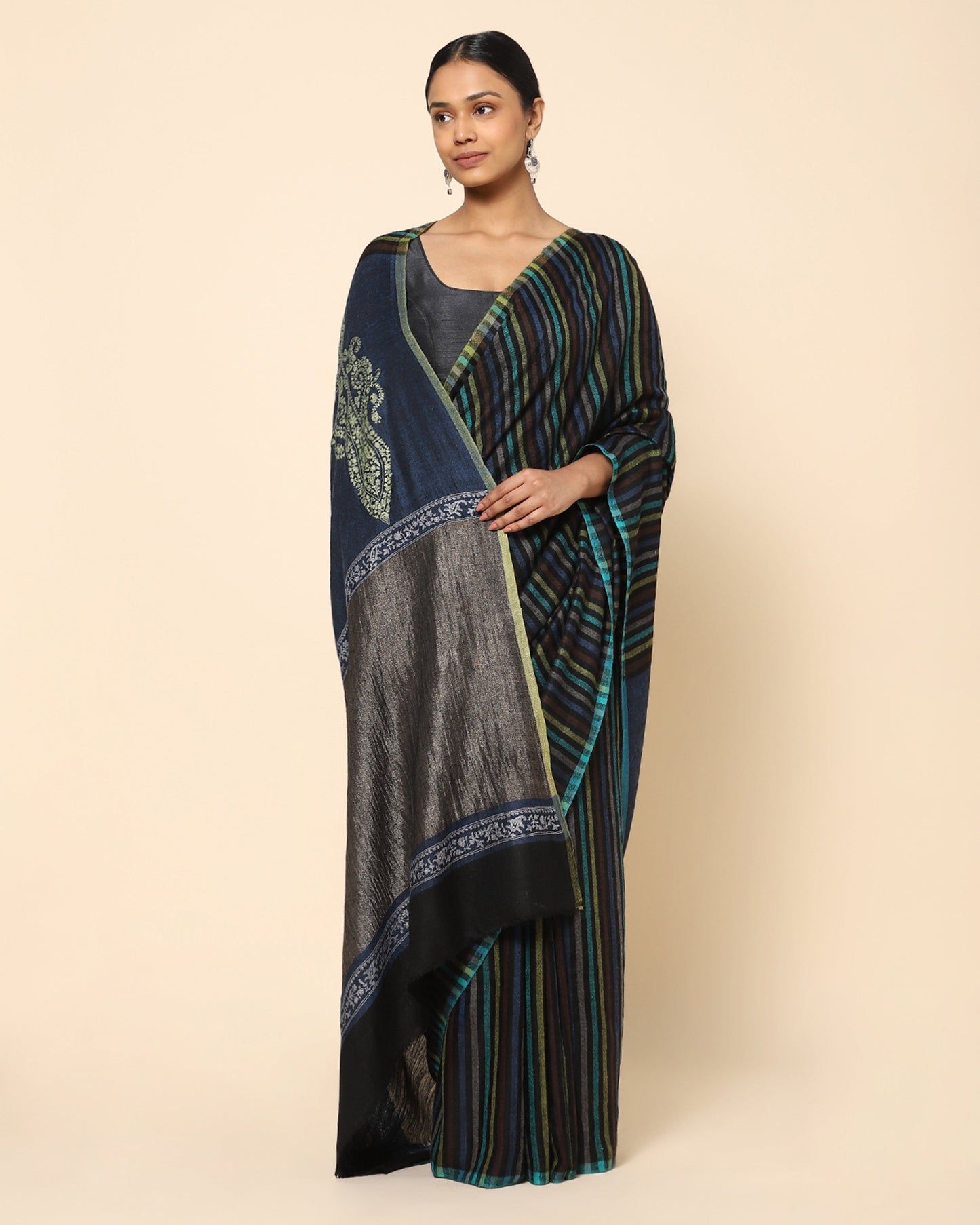 Anouk Sozni Embroidery Pashmina Saree