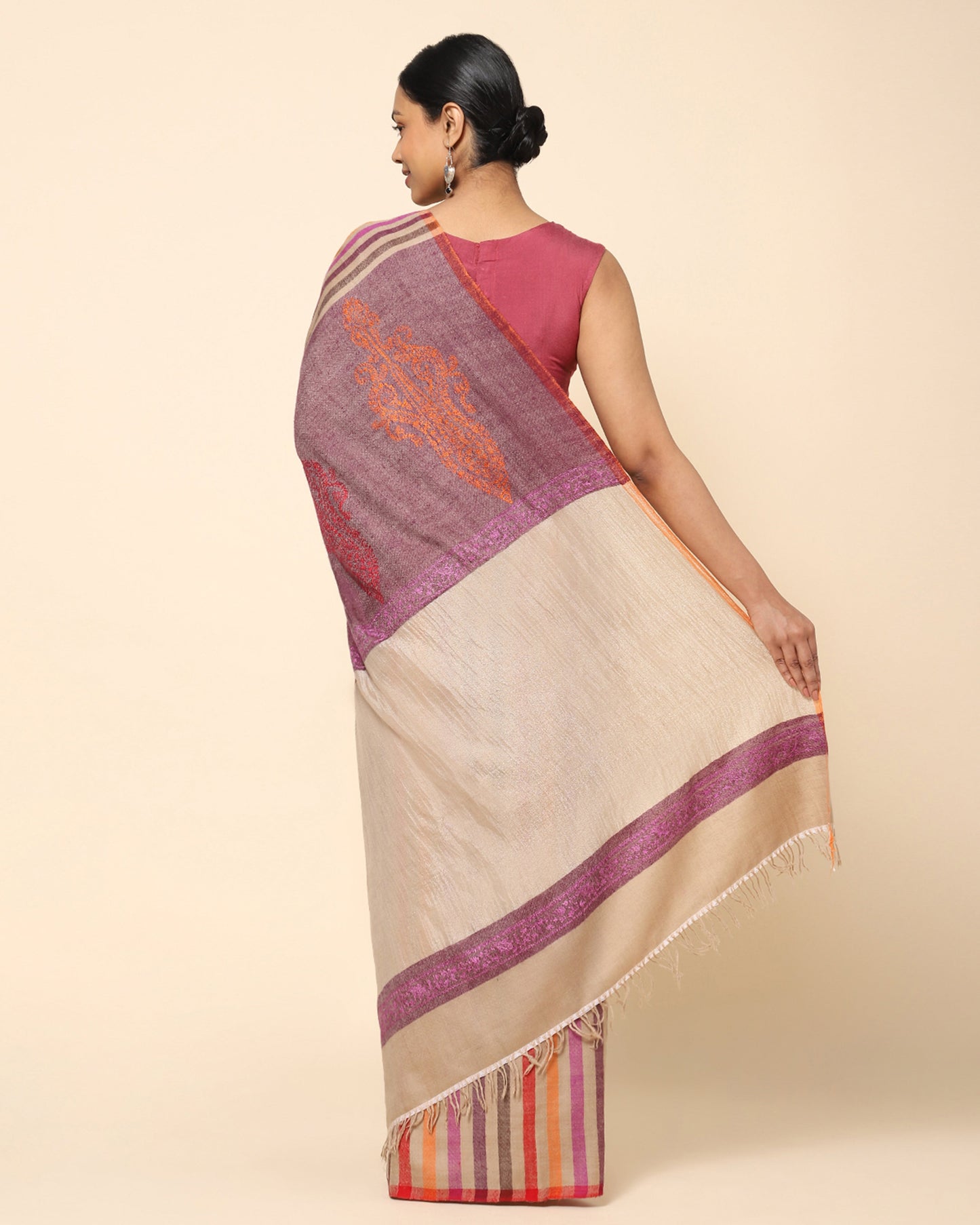 Anouk Sozni Embroidery Pashmina Saree