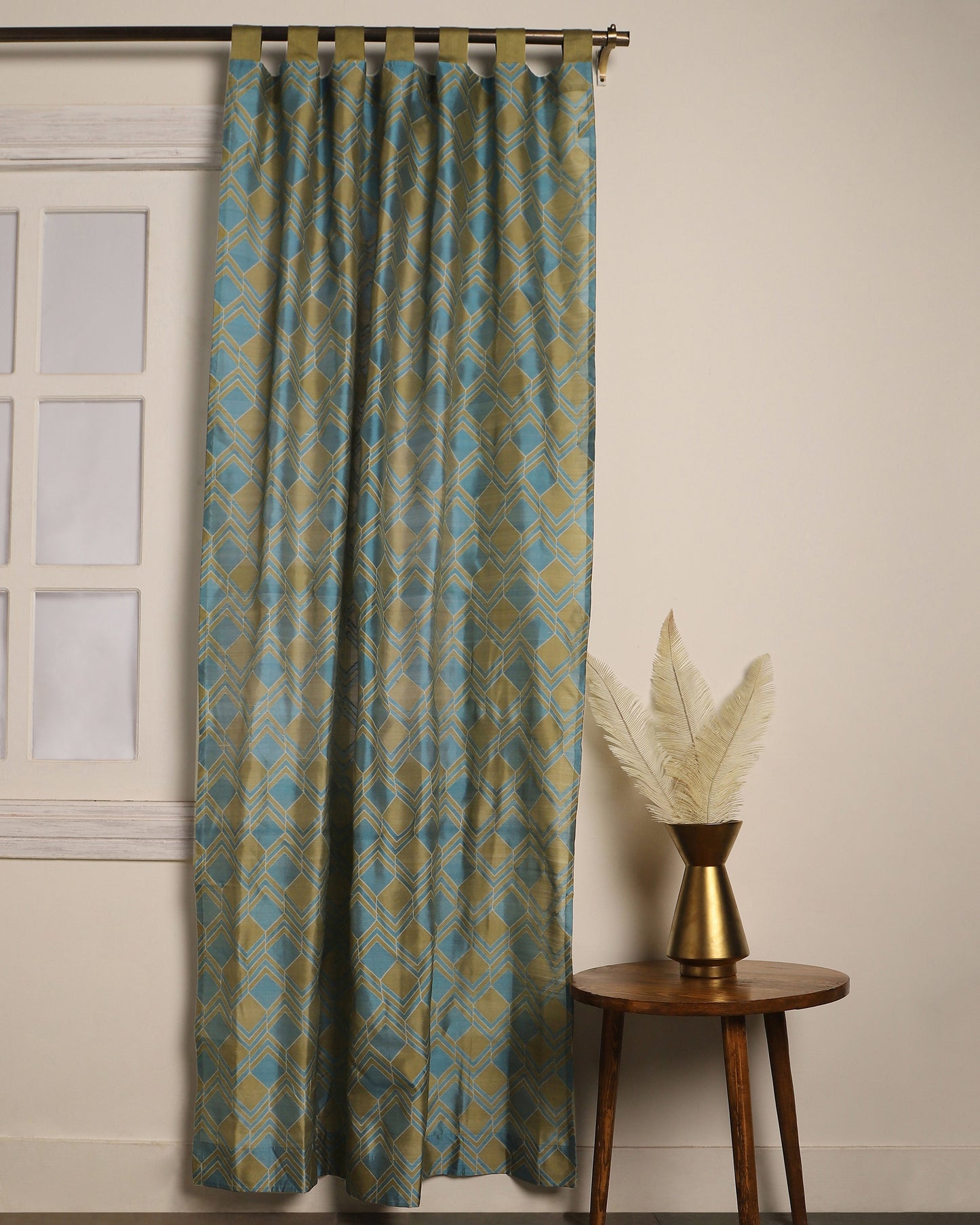 Tiles Cutwork Silk Curtain