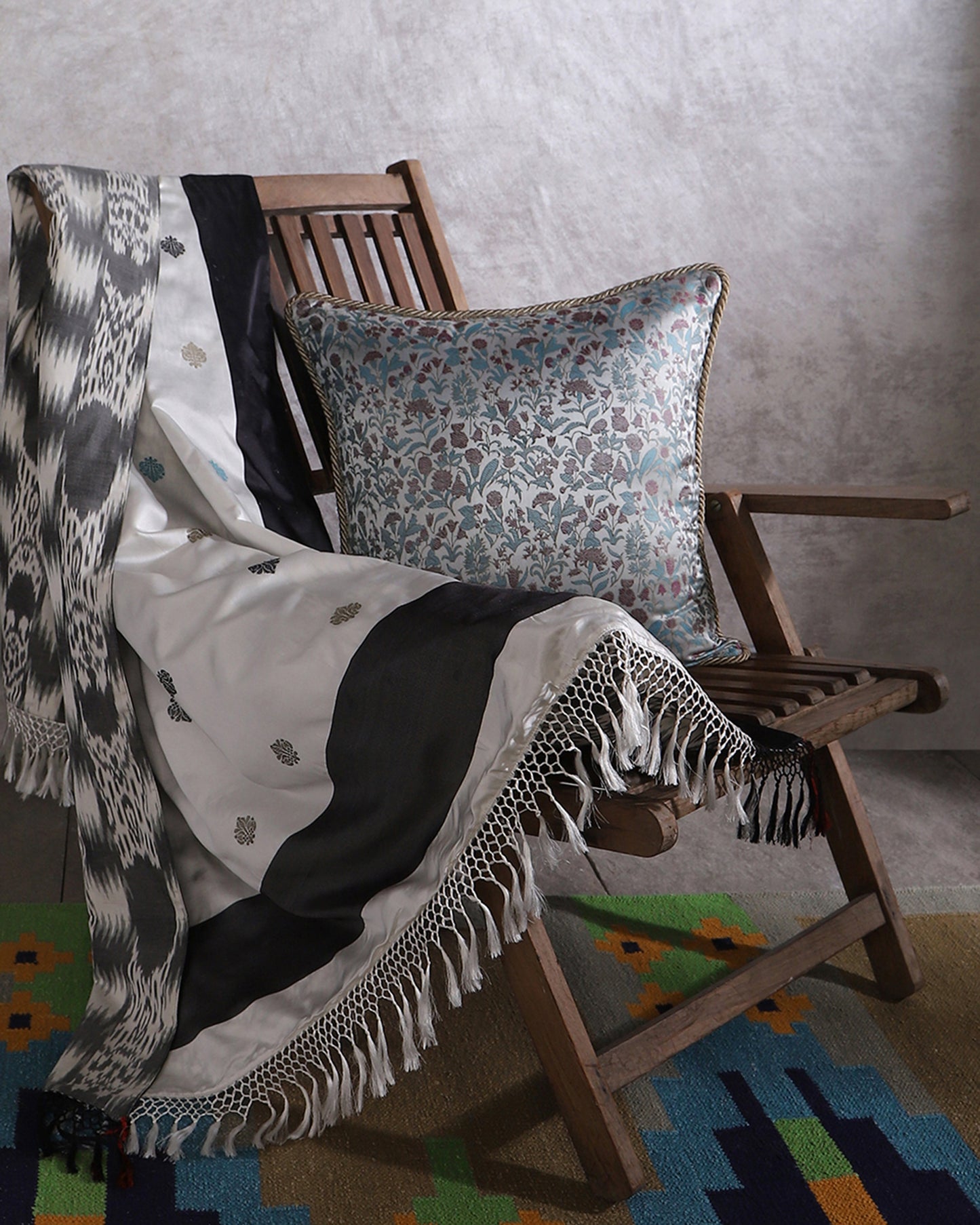 Vatika Tanchoi and Kadwa Silk Throw