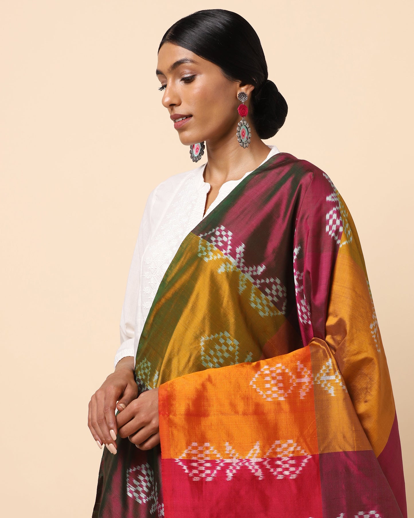 Abhitha Weft Ikat Silk Dupatta