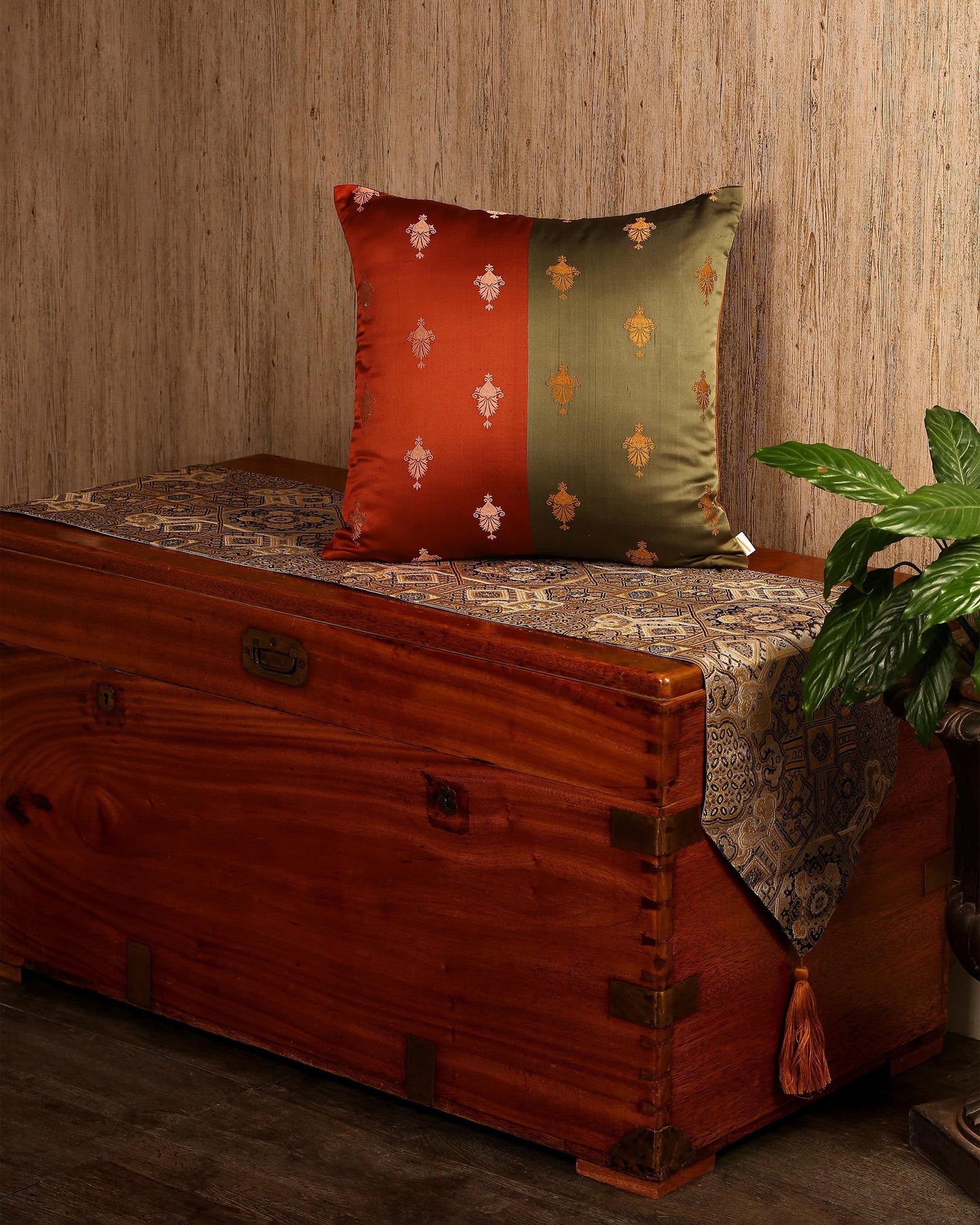 Ananya Satin Brocade Silk Cushion Cover