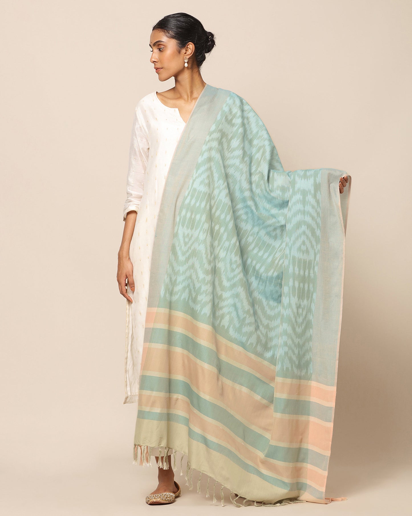 Dupa Warp Ikat Cotton Dupatta