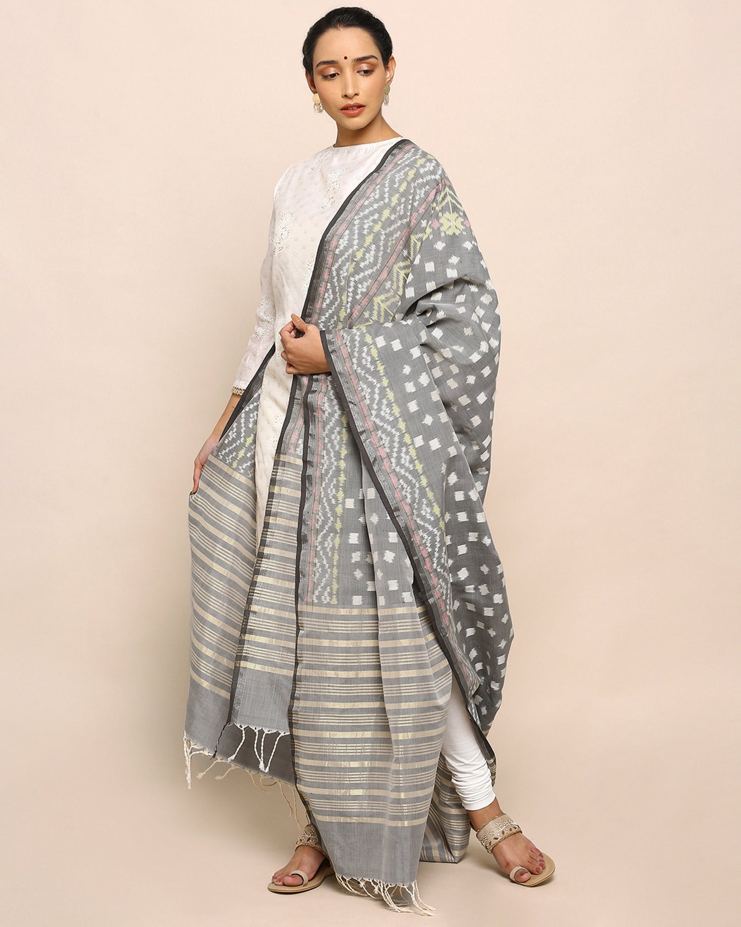 Rani Weft Ikat Cotton Silk Dupatta