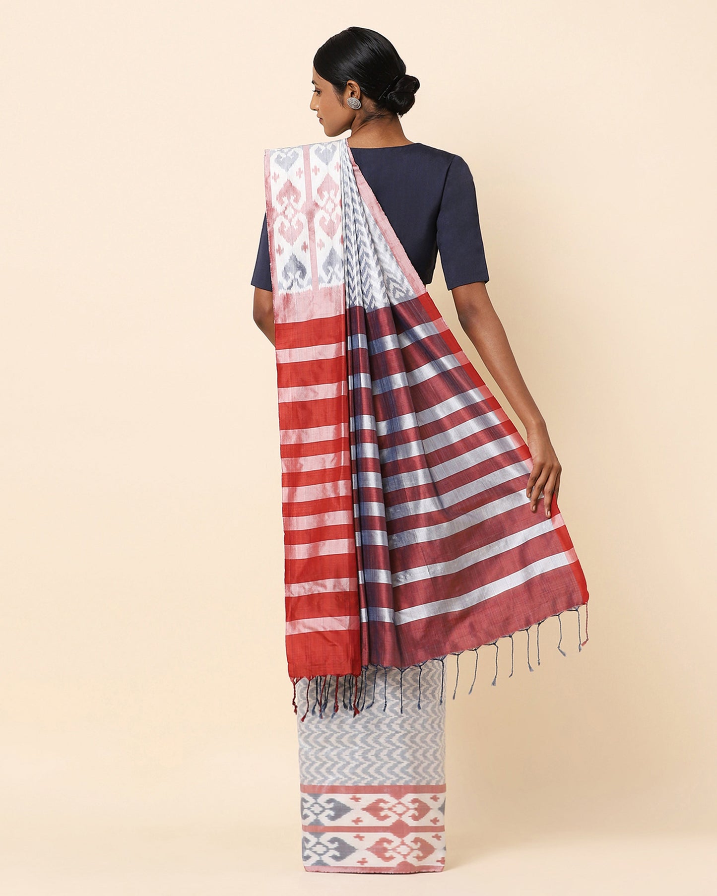 Zircon Warp Ikat Silk Saree