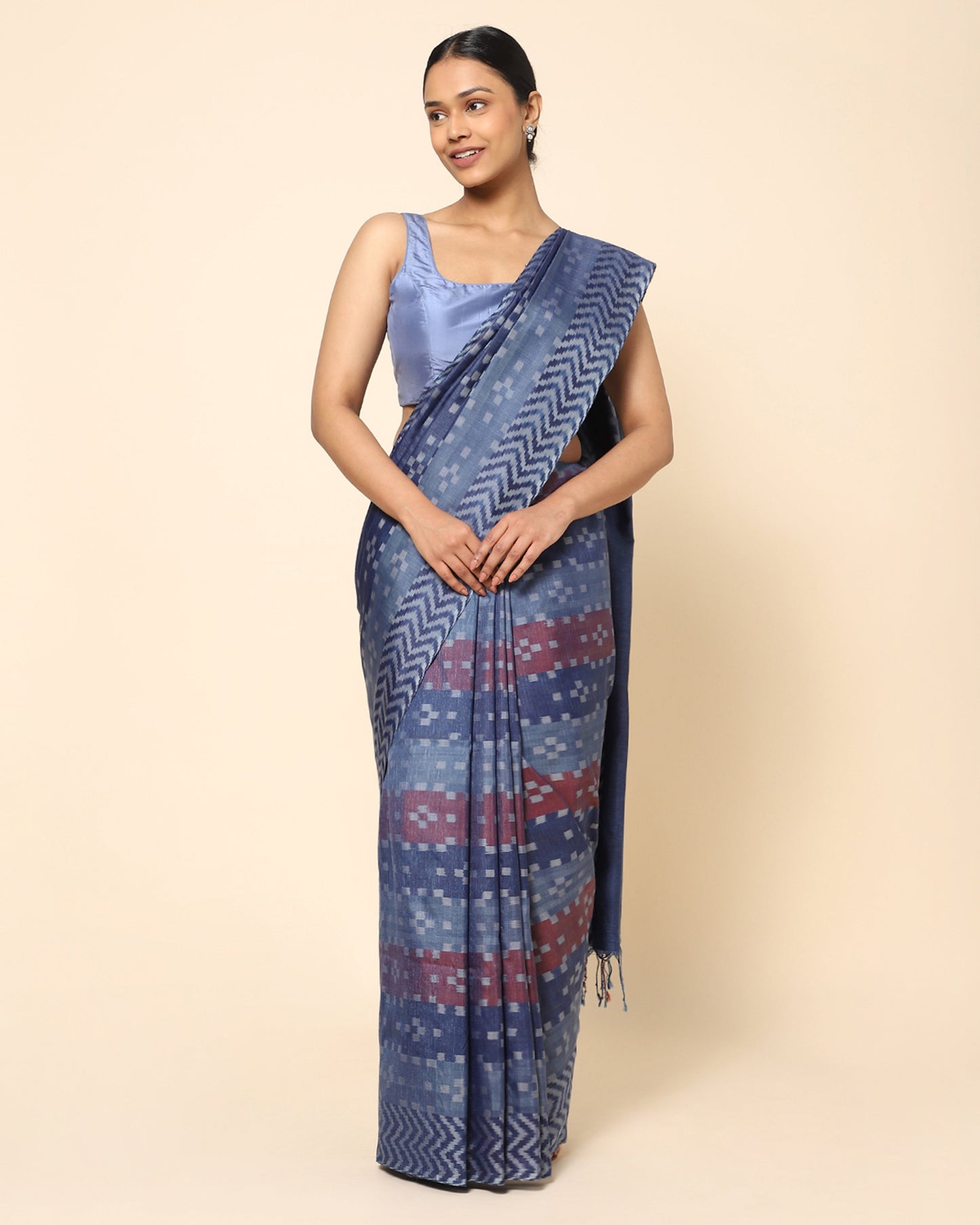 Vardhaman Warp Ikat Silk Saree