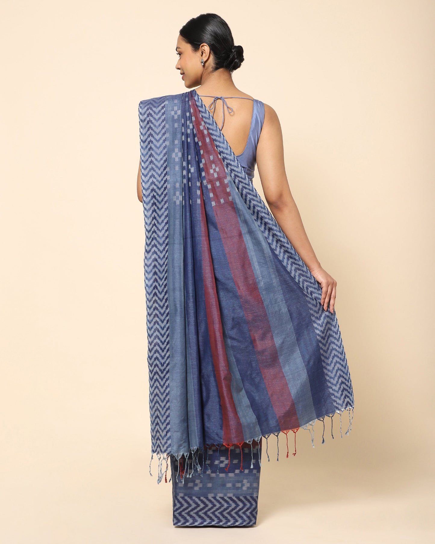 Vardhaman Warp Ikat Silk Saree