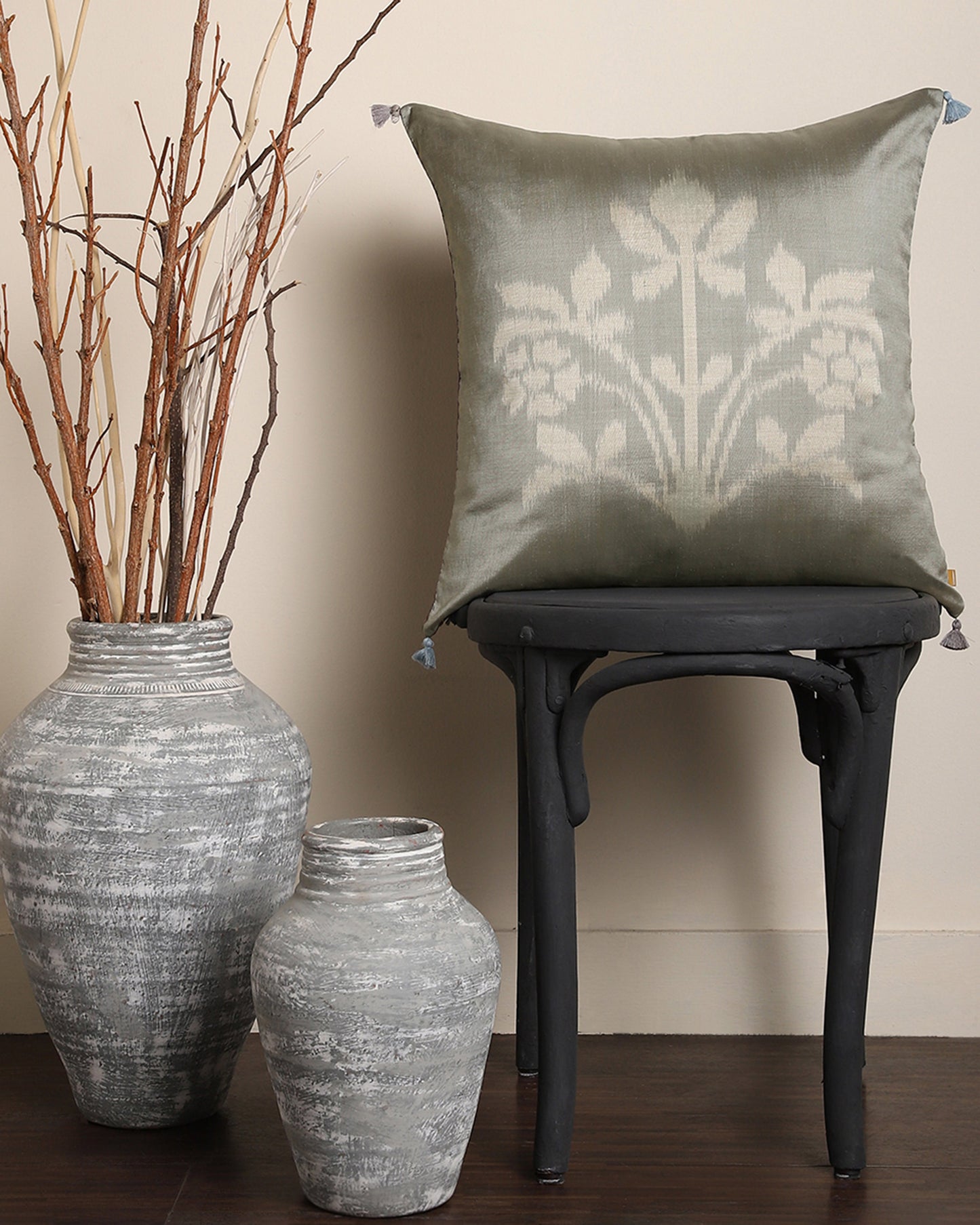 Vanessa Weft Ikat Cotton Silk Cushion Cover