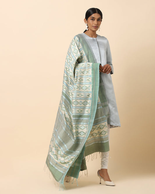 Yaashee Weft Ikat Cotton Silk Dupatta