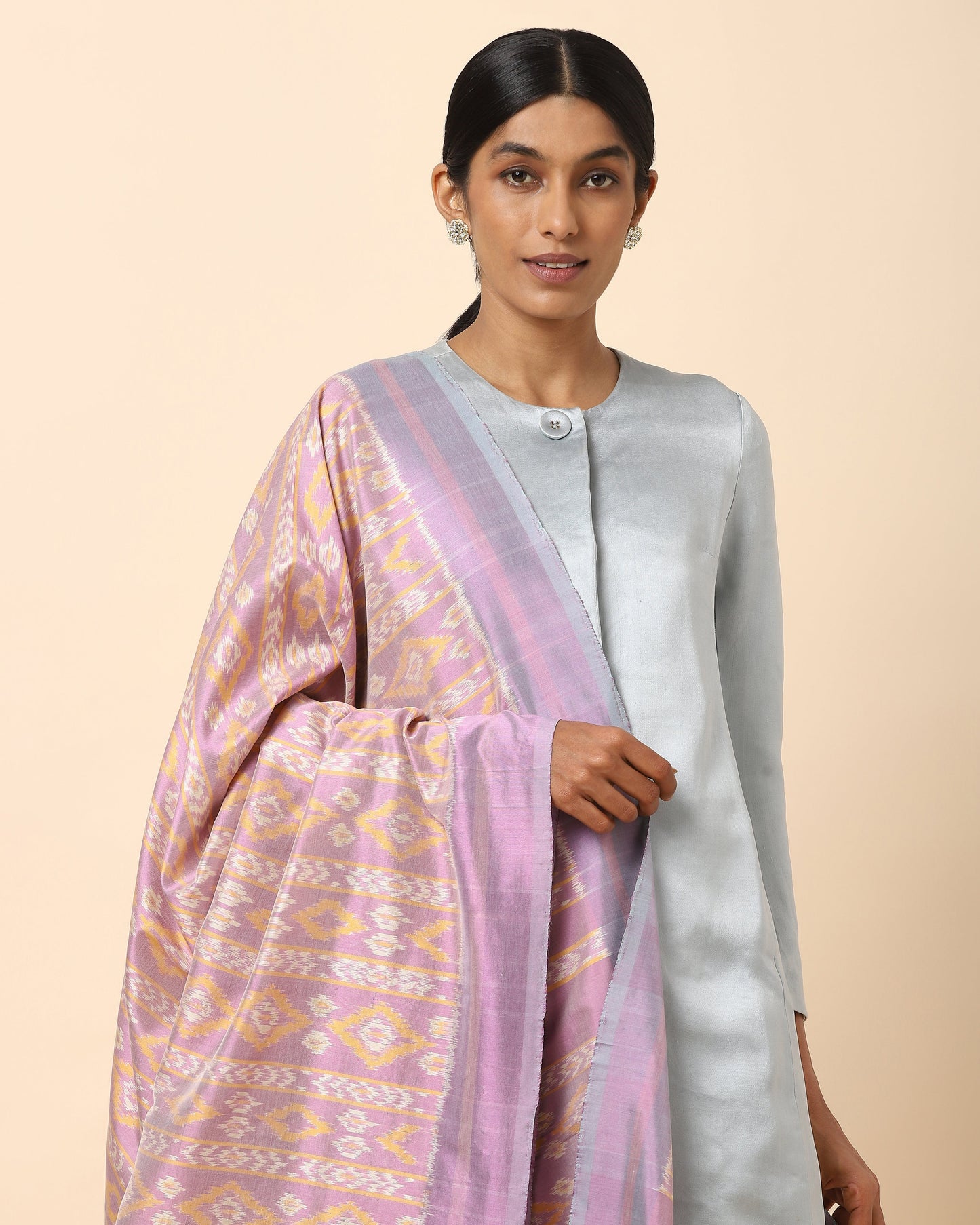Yaashee Weft Ikat Cotton Silk Dupatta