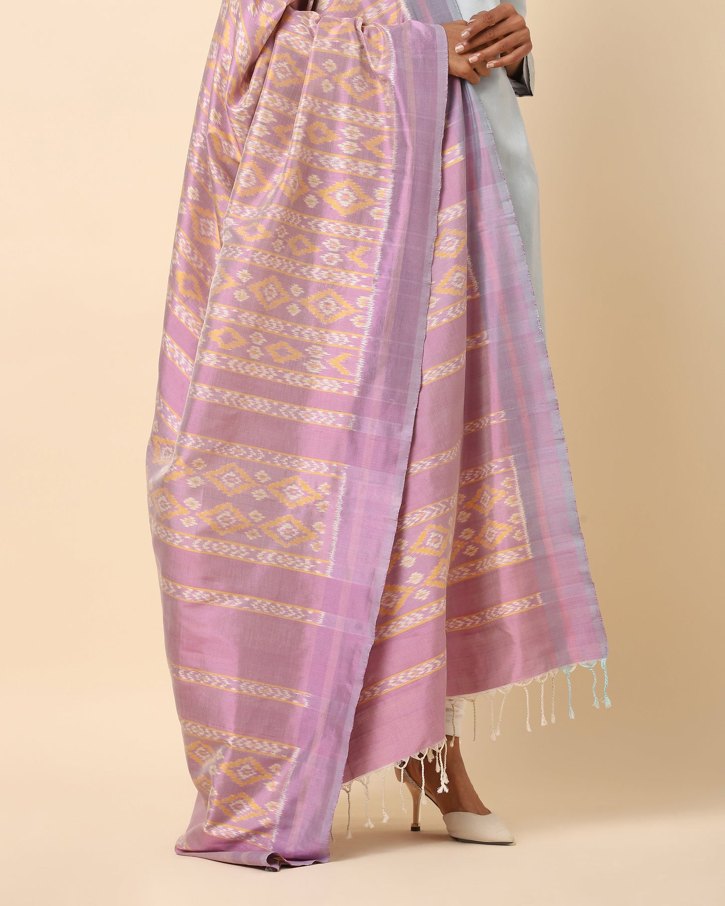 Yaashee Weft Ikat Cotton Silk Dupatta