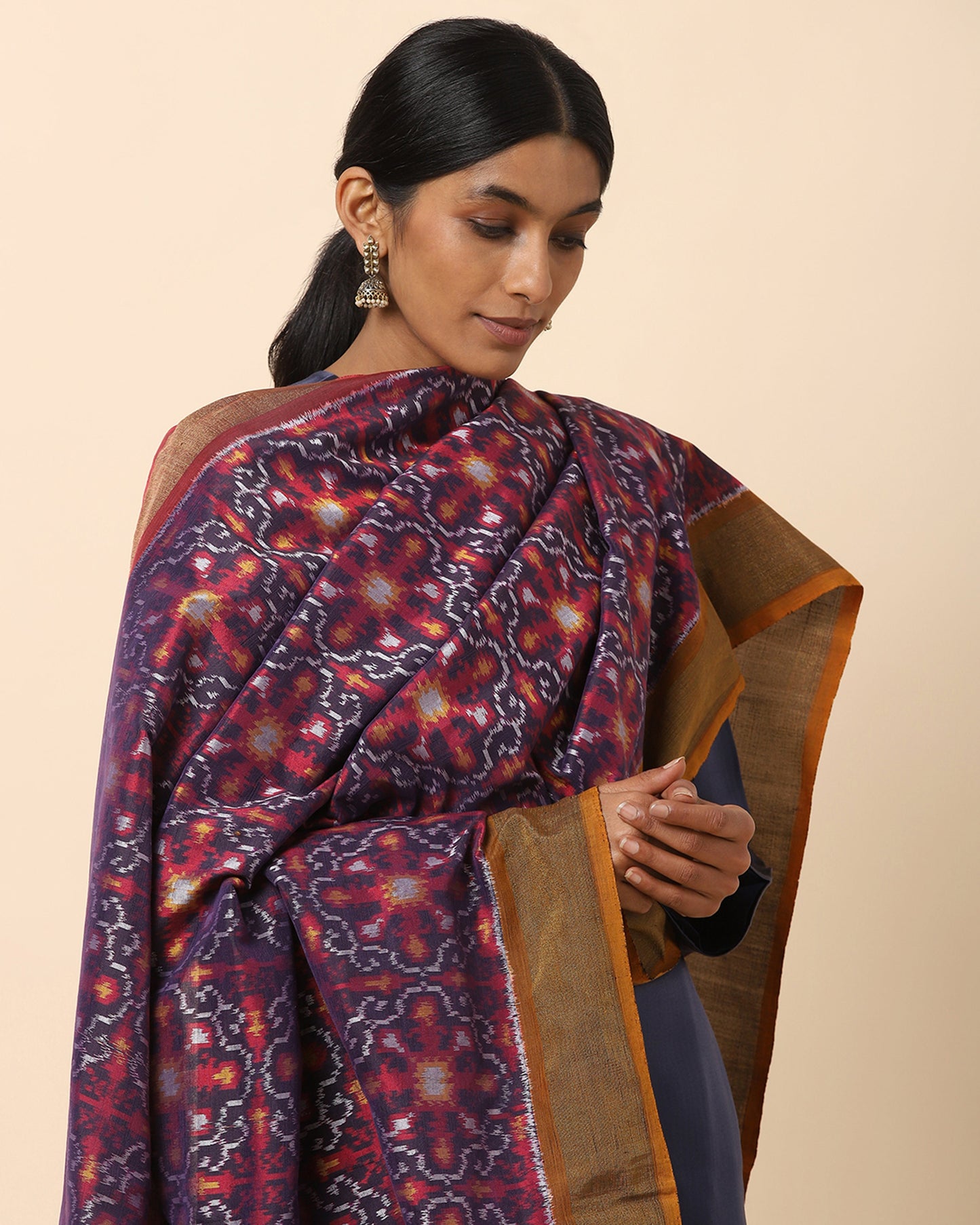 Ahilya Weft Ikat Cotton Silk Dupatta