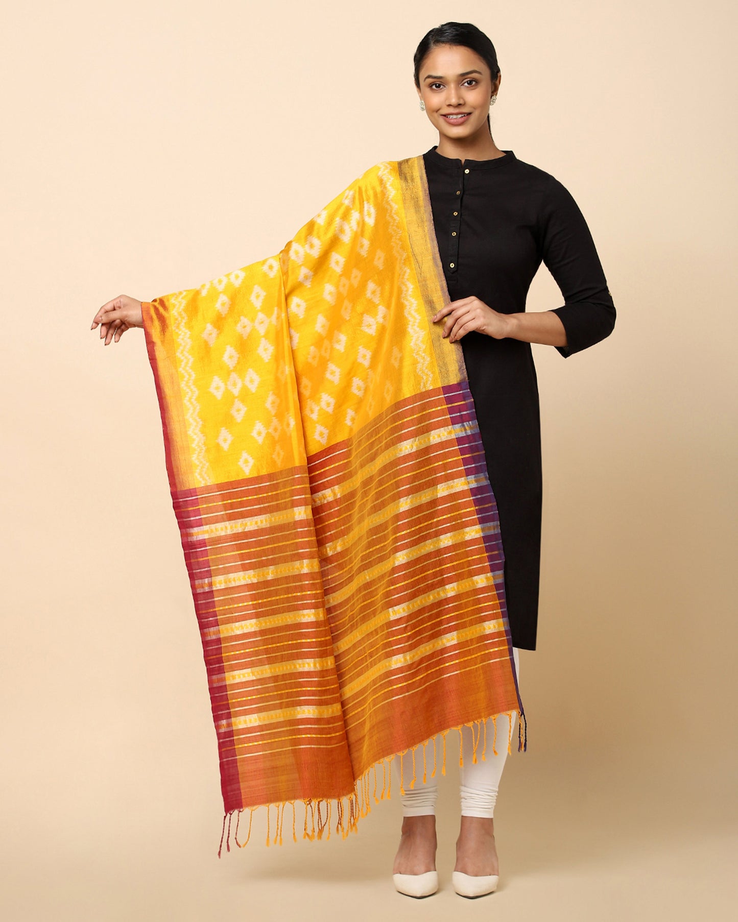 Dwiti Weft Ikat Cotton Silk Dupatta