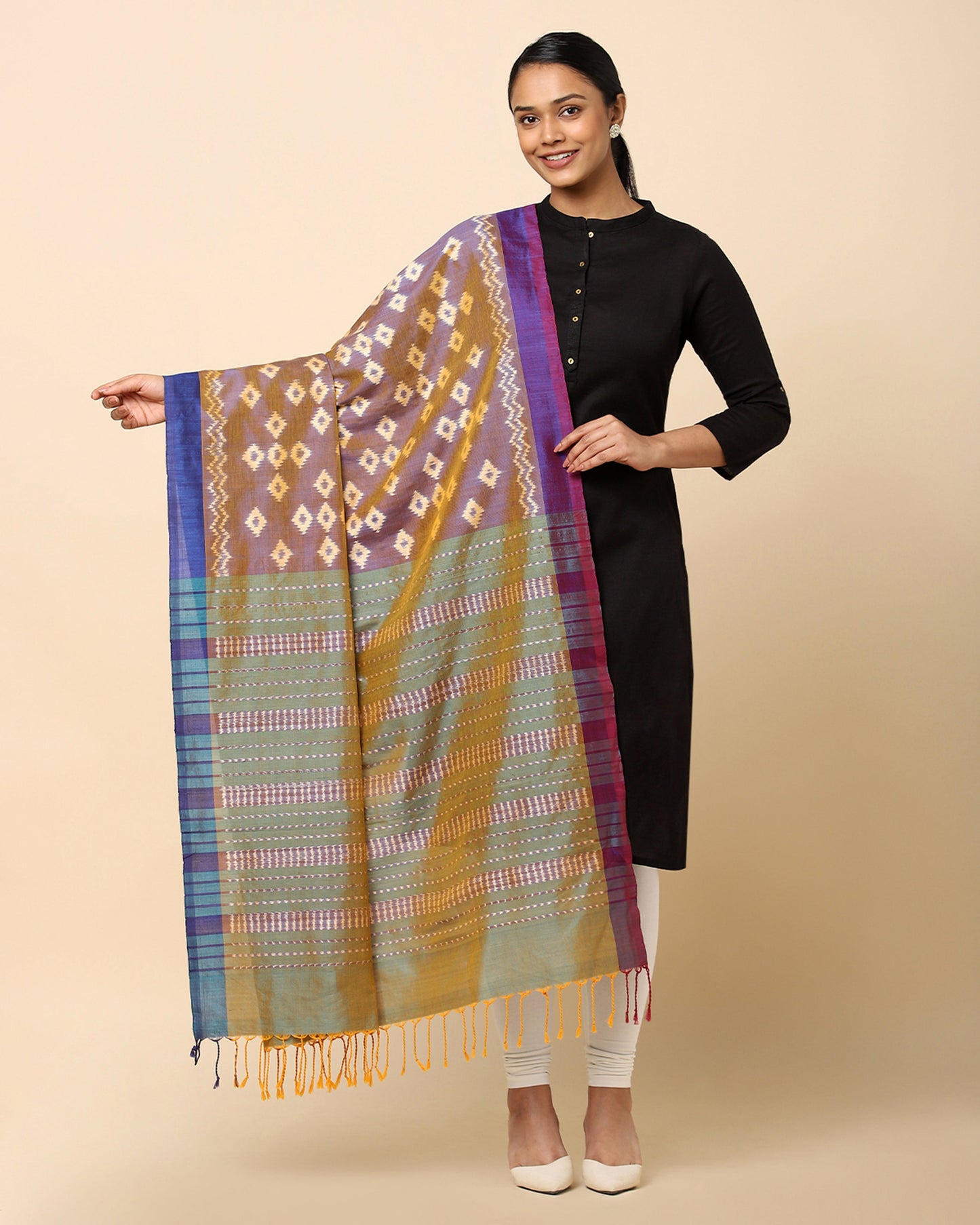 Dwiti Weft Ikat Cotton Silk Dupatta