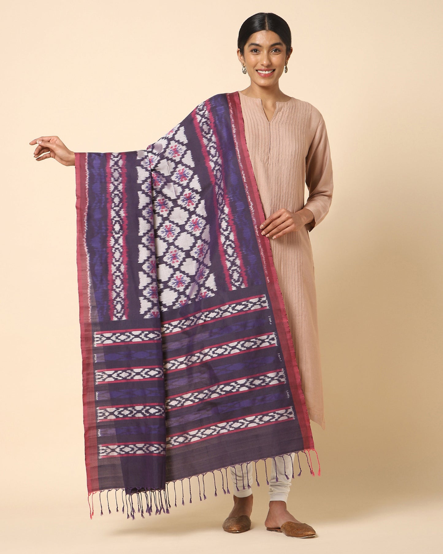 Vaishnavi Weft Ikat Cotton Silk Dupatta