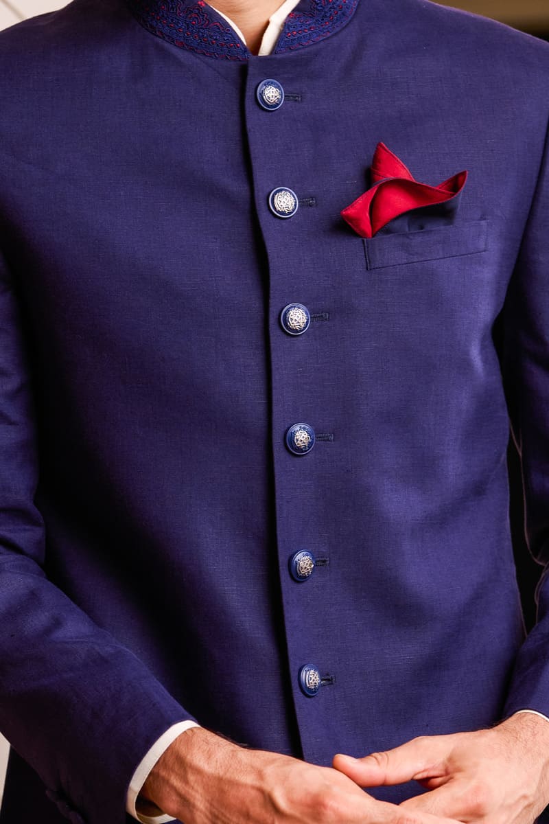 Linen Sherwani Paired with Salwar