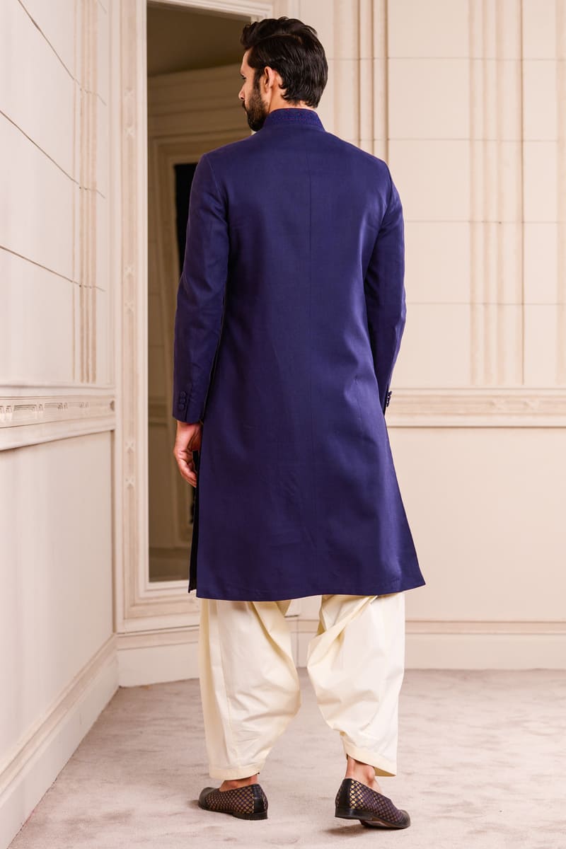 Linen Sherwani Paired with Salwar