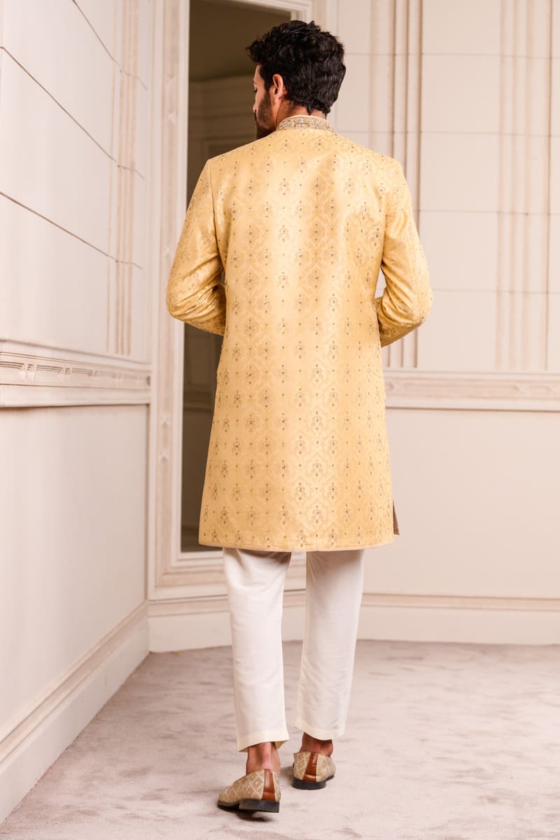 Gold Resham Brocade Achkan