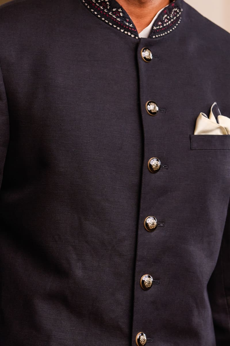 Linen Sherwani Paired with Salwar
