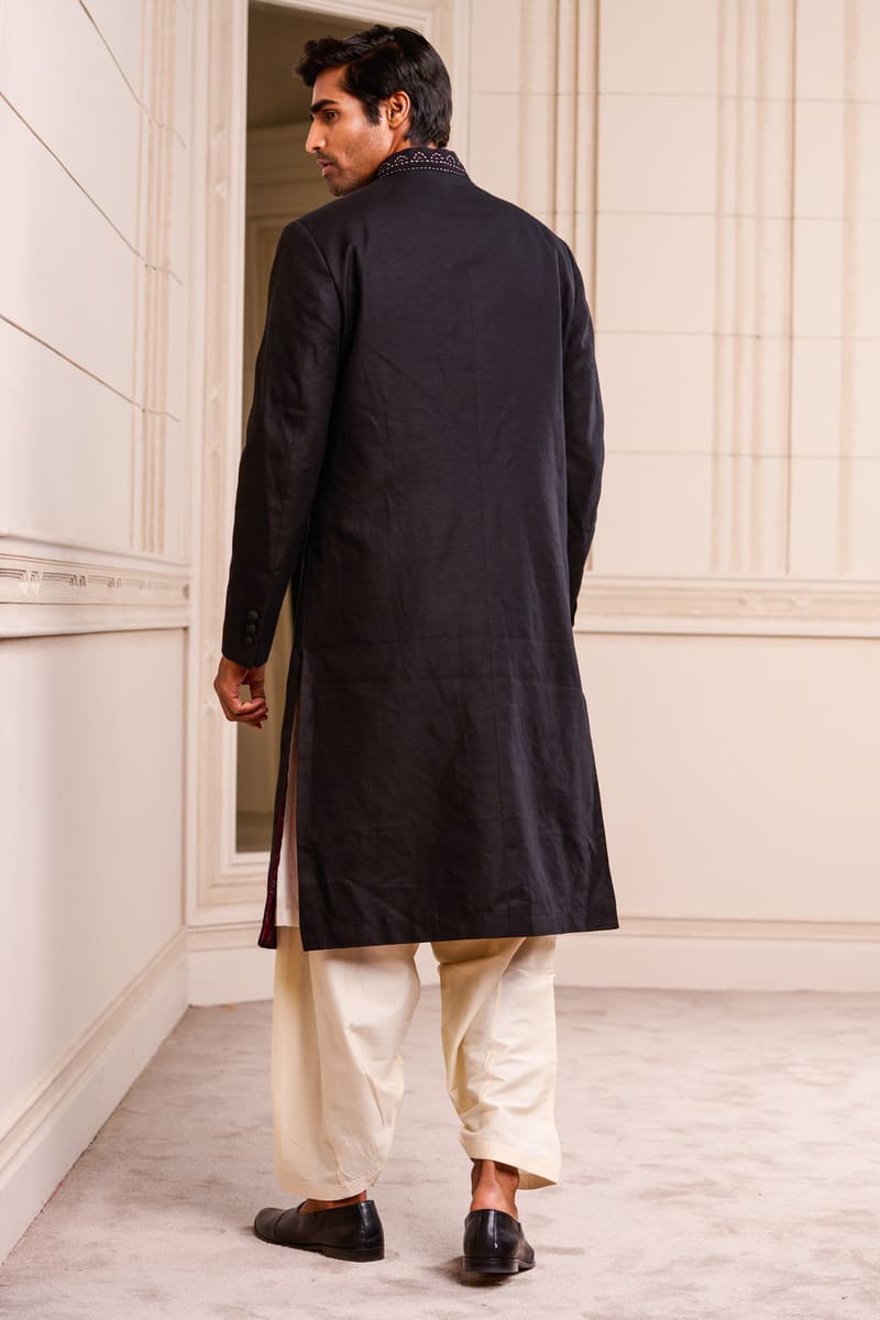 Linen Sherwani Paired with Salwar