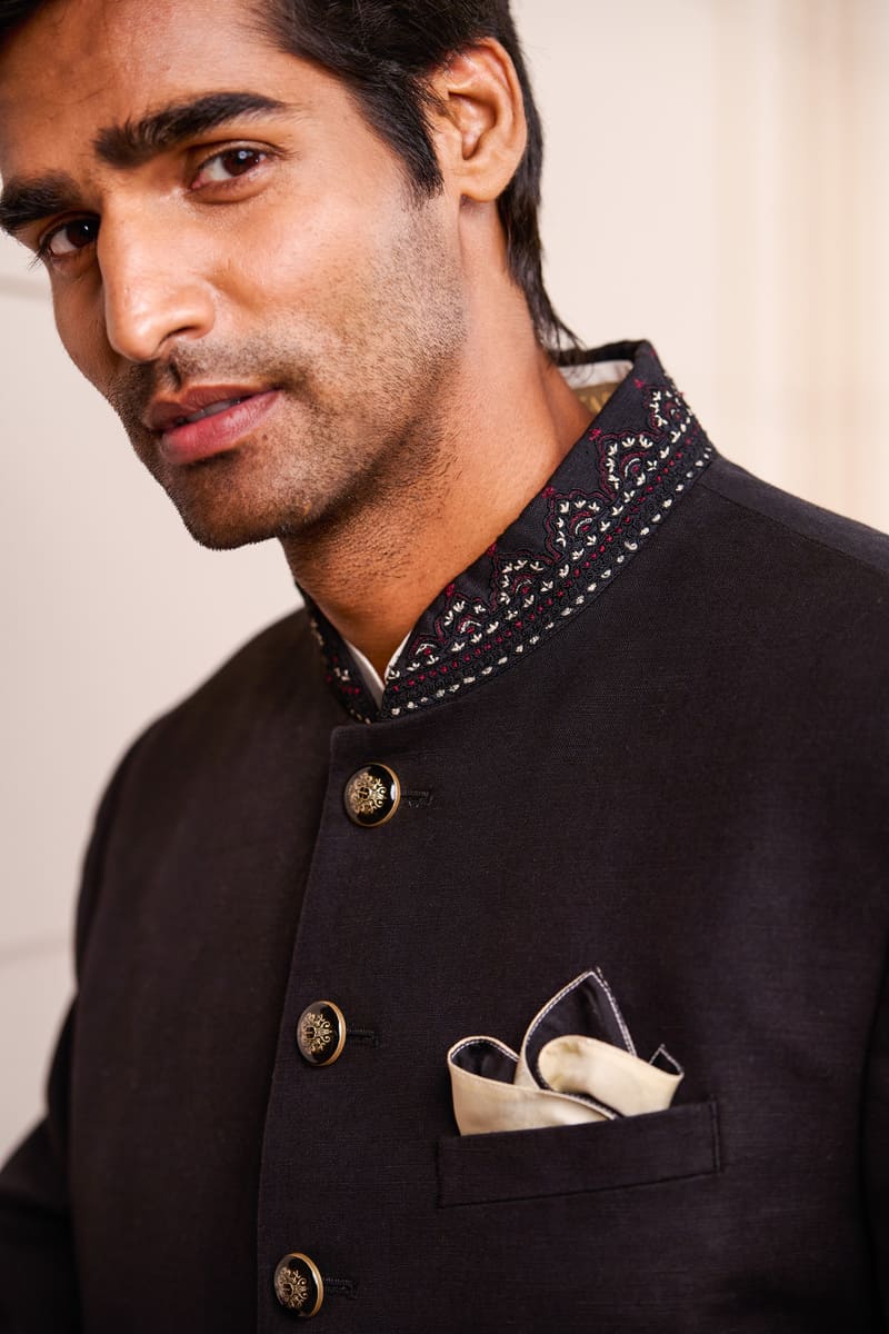 Linen Sherwani Paired with Salwar