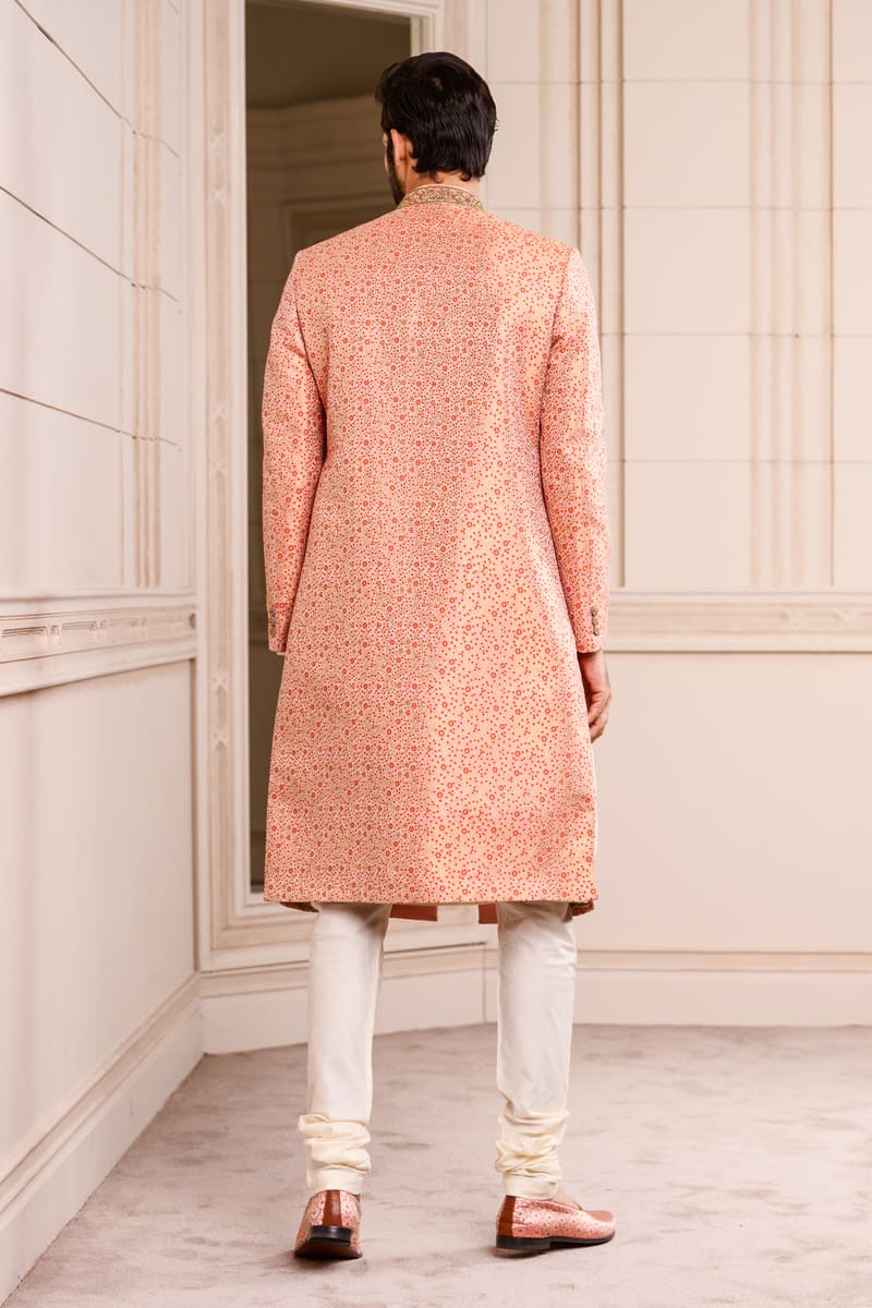 Peach Brocade Sherwani