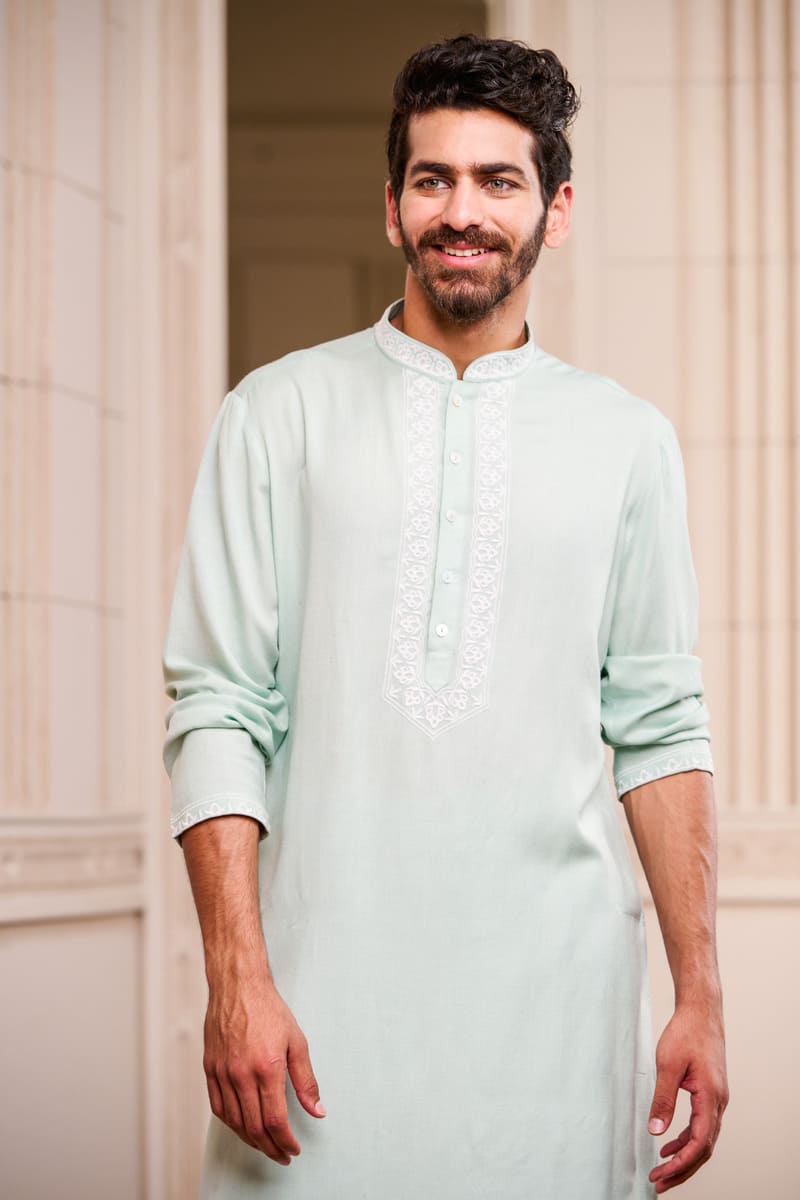 Mint Green Cotton Kurta Set