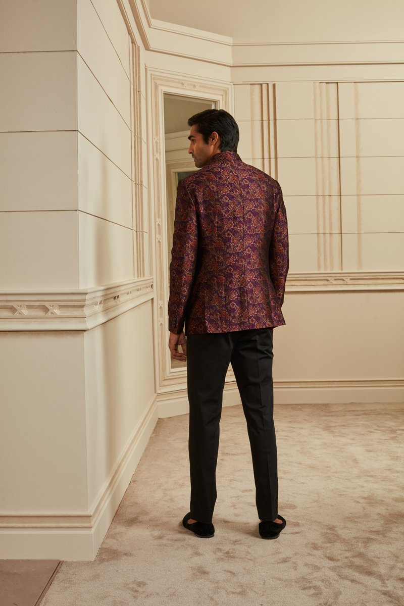 Teal Printed Bandhgala