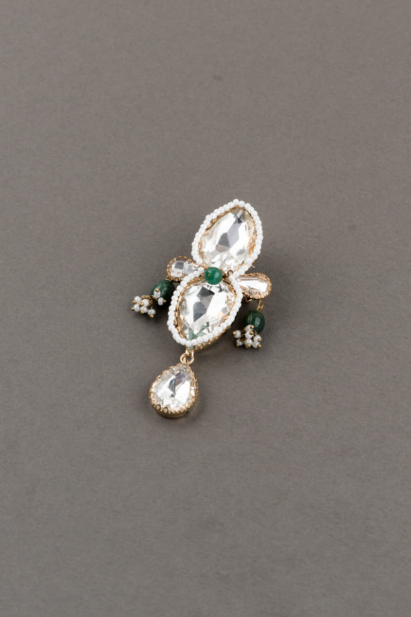 Crystal With Semi Precious Stone Brooch