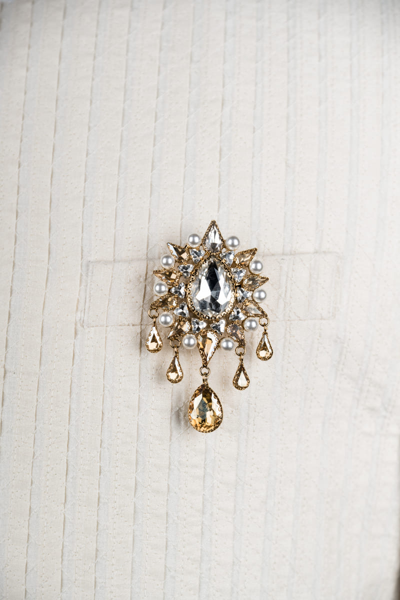 Gold Crystal Studded Brooch
