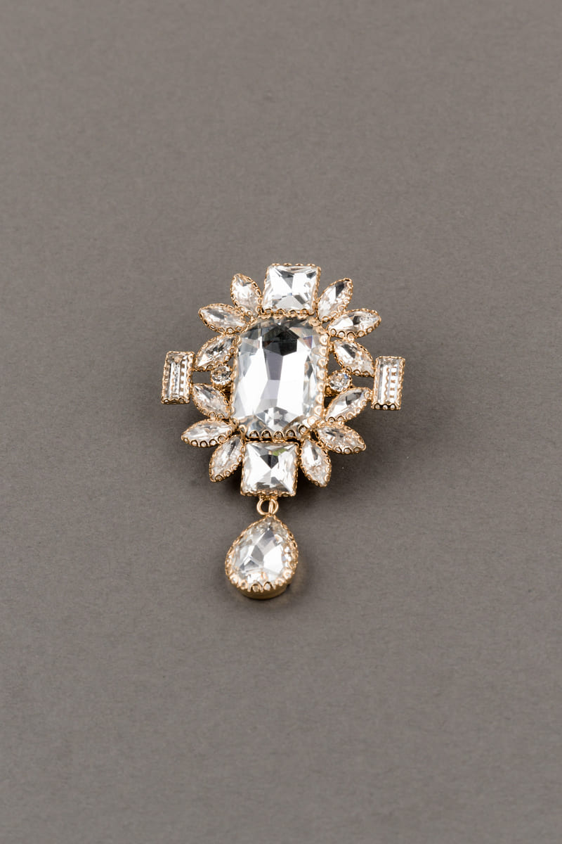 Rectangular Crystal Drop With Drop Detailing Brooch