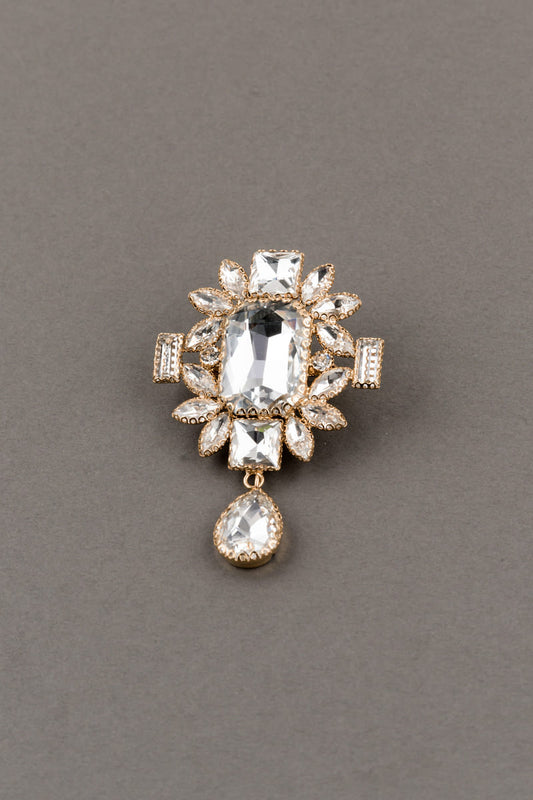 Rectangular Crystal Drop With Drop Detailing Brooch