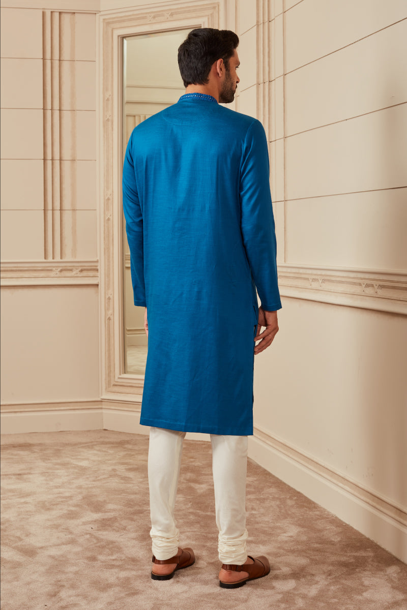 Sky Blue Mirror Work Kurta Set