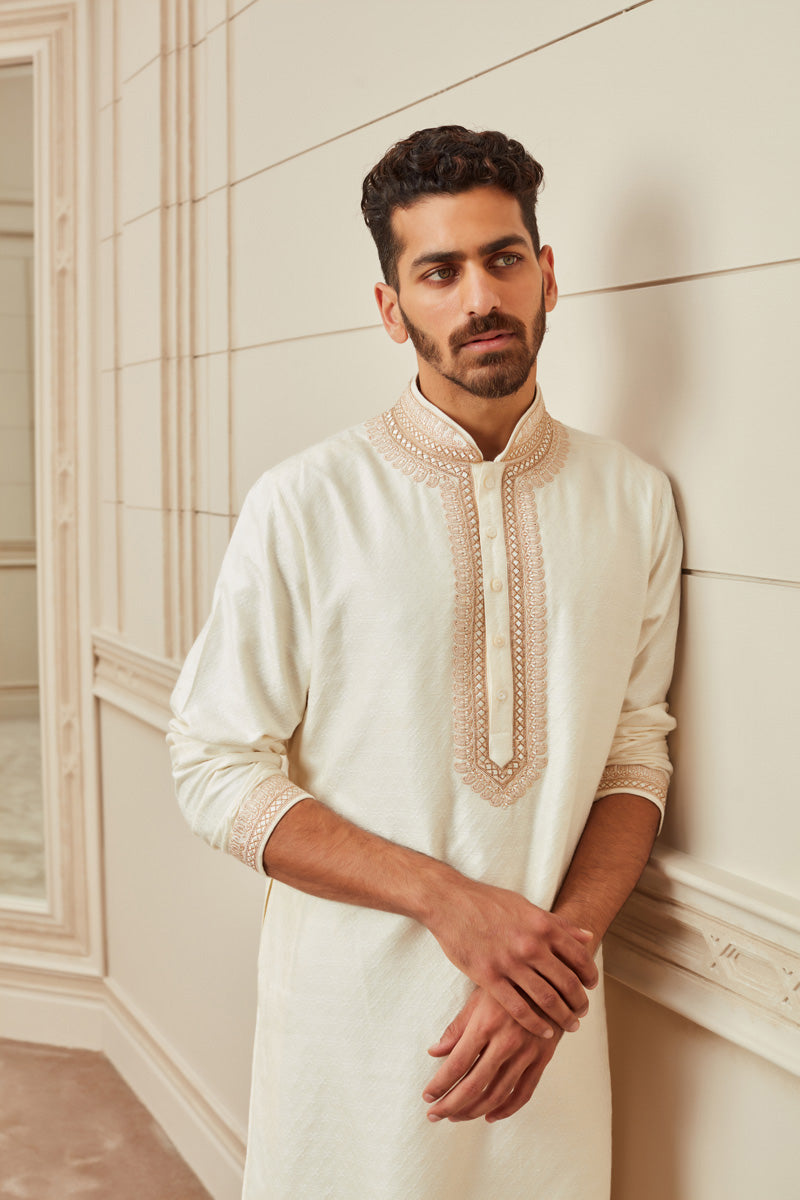 Ivory Textured Kurta Set
