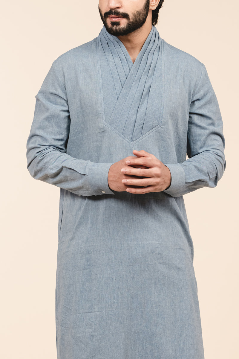 Powder Blue Khadi Single Kurta
